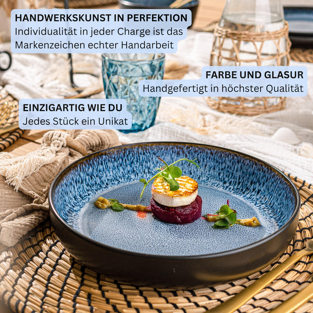TAFELSERVICE ARUBA - 24-teilig aus Steingut - Blau, Keramik (44/45/54cm) - Sänger