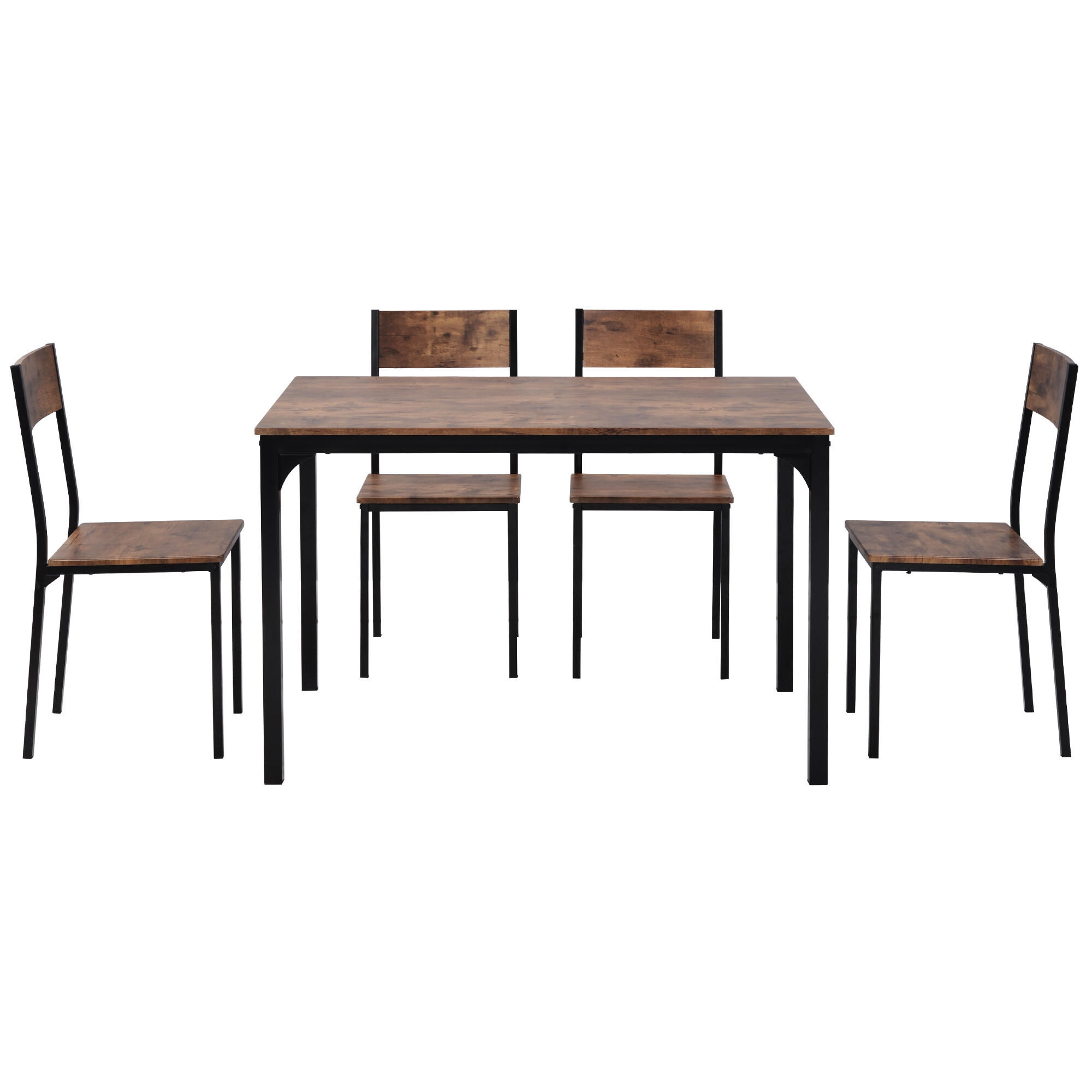 Urban Meuble JÍDELNÍ SESTAVA ve vintage hnědé a kovu se 4 židlemi a prostorově úsporným designem
