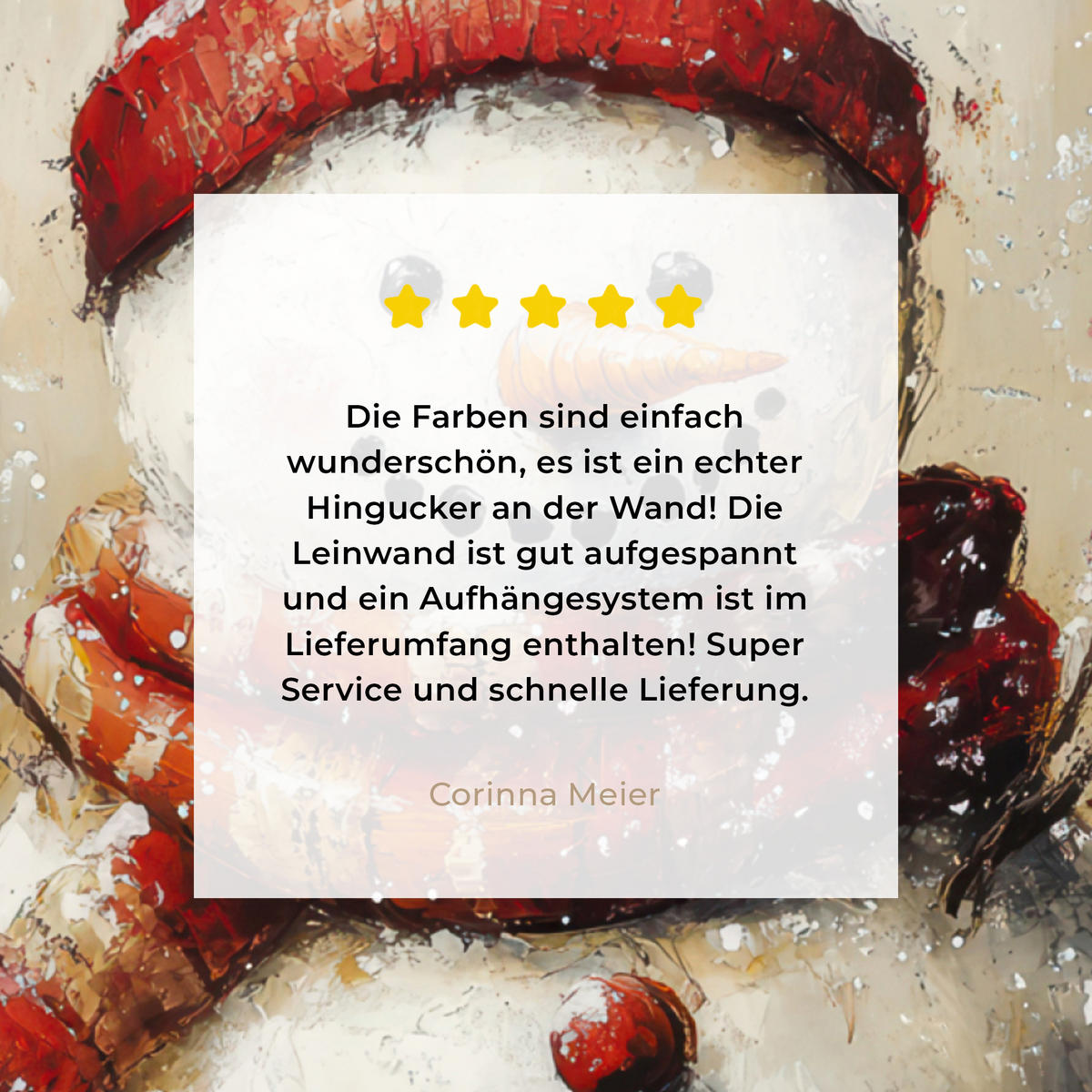 LEINWANDBILD Schneemann - Winter - Schnee - Beige 50x50 cm - Weiß, Textil (50/50cm) - MuchoWow