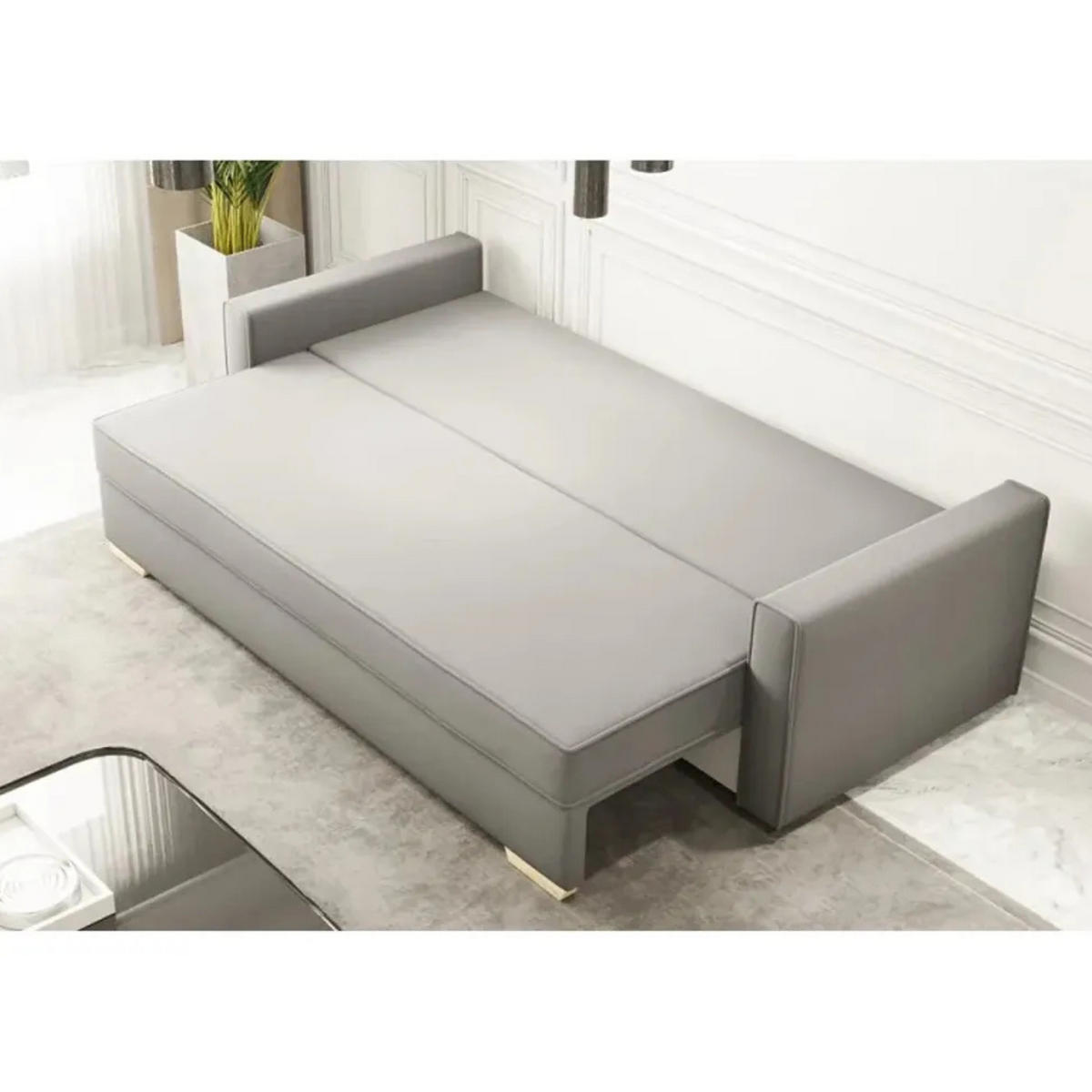 SCHLAFSOFA BELLA Sofa mit Schlaffunktion und Bettkasten, Frabe: Grau, Veloursstoff - Grau, Textil (217/92/52cm) - Sepro Meble