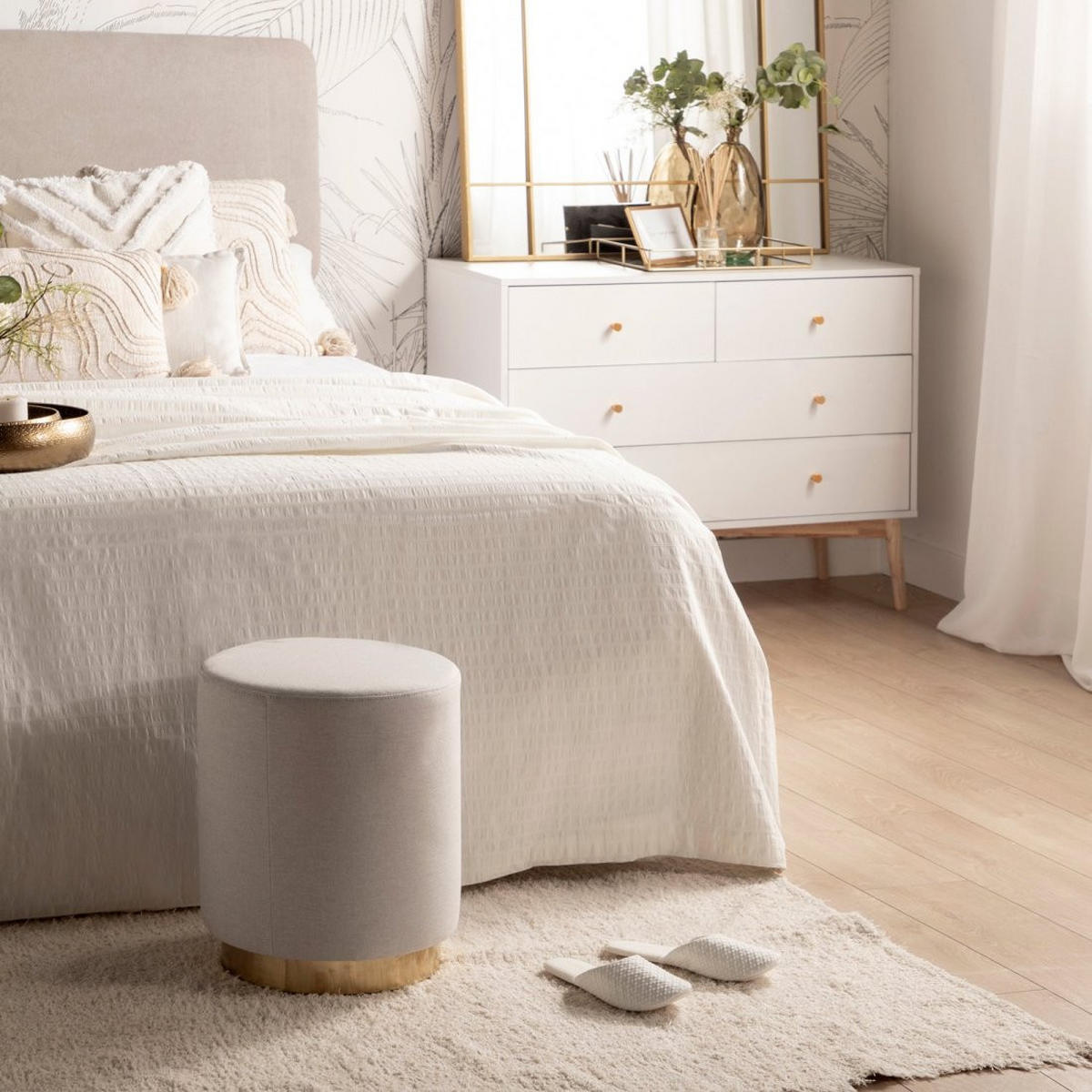 POUF Fani Beige 36 cm x 40 cm - Beige, Textil (36/40/36cm) - Klast Home