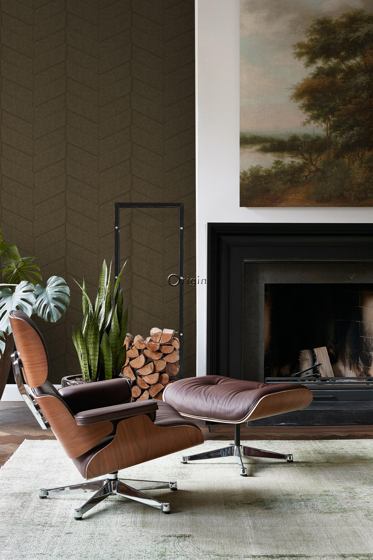 TAPETE Fliesenmuster mit Schlangenhaut-Motiv 53 cm x 10.05 m - Braun, Papier (53/1000cm) - Origin Wallcoverings