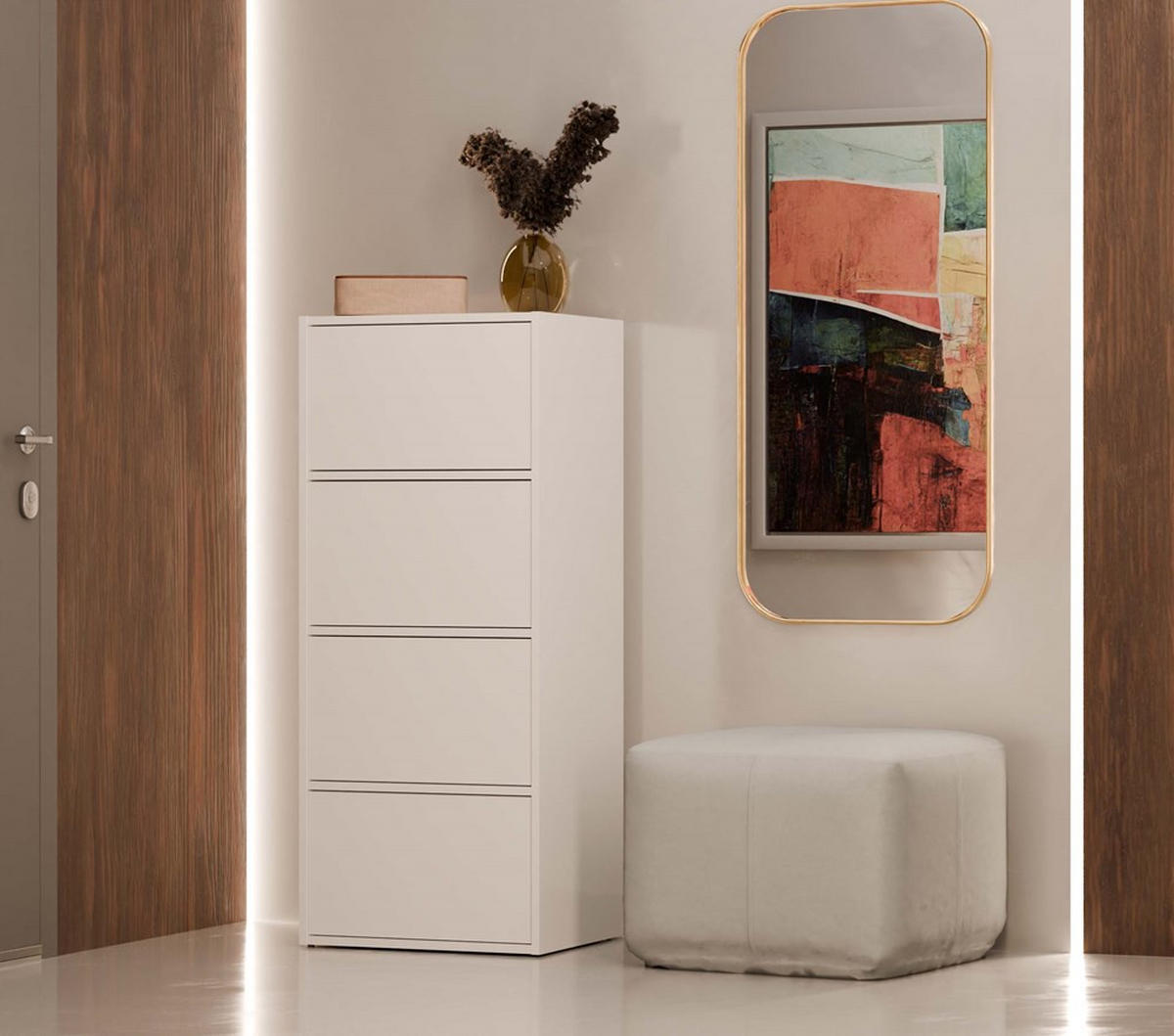 HIGHBOARD Kate - Weiß, Holzwerkstoff (50/119/40cm) - kommodly
