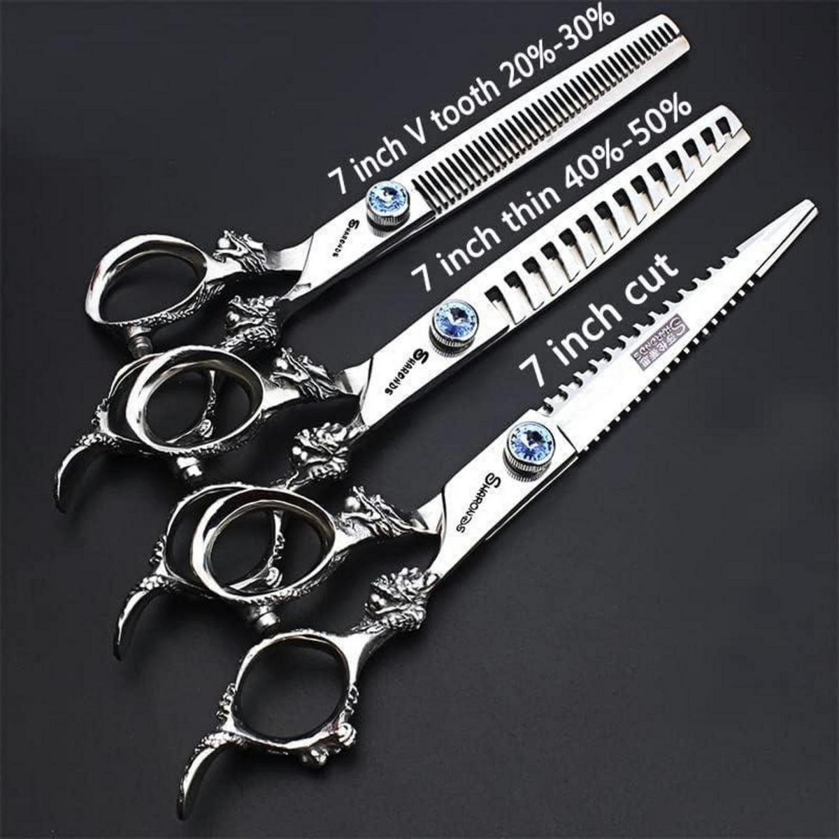 FRISEURSCHEREN Set 7 Zoll 3-teiliges Set - Silberfarben, Metall (5/1/17.7cm)