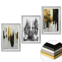 WANDBILDER 3er Set - 40x60 cm Silberner Rahmen - Kontrastierende abstrakte Porträts - Silberfarben, Kunststoff (40/60cm) - ArtPrintCave
