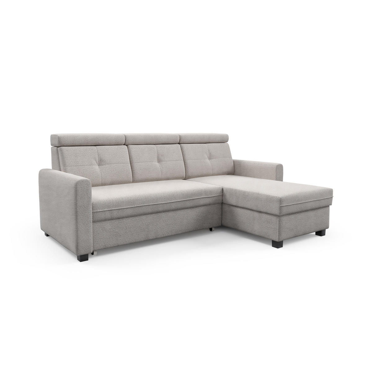 ECKSCHLAFSOFA Milano, Beige, rechts - Beige/Schwarz, Textil (217/166cm) - Beautysofa