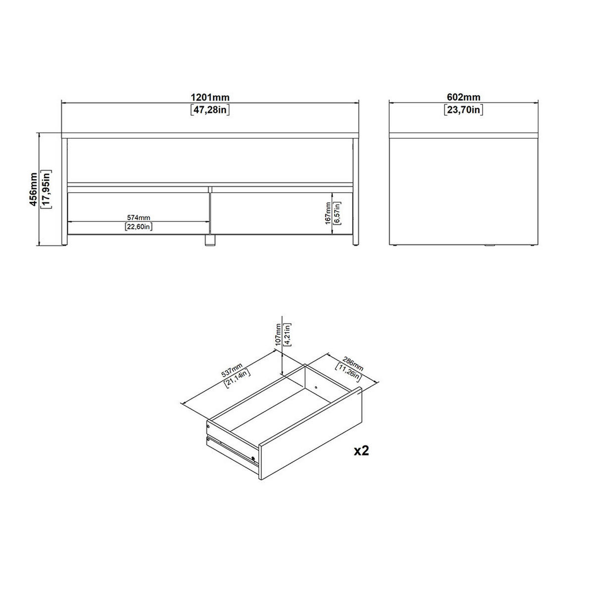 COUCHTISCH, Next, Eiche, Spanplatte foliert, 120 x 61 x 46 cm - Eichefarben, Holzwerkstoff (61/120/46cm) - ebuy24