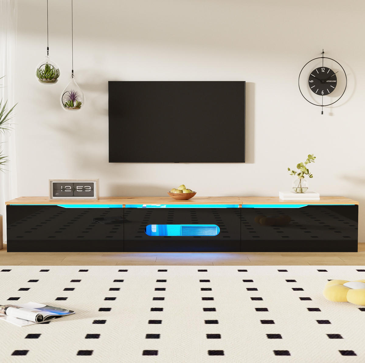 TV-ELEMENT mit LED-Beleuchtung 180 cm Schwarz Holzoptik - Braun, Holzwerkstoff (35/30/180cm) - Beauniv