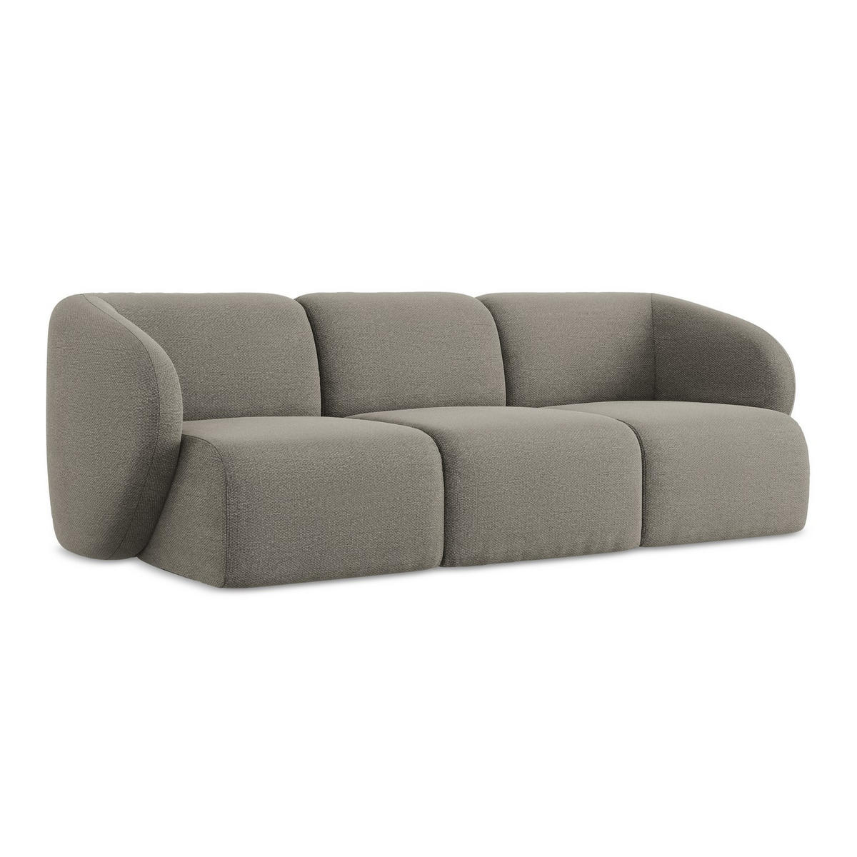 3-SITZER SOFA Bouclé Stoff Grau - Schwarz/Grau, Holzwerkstoff/Kunststoff (244/75/94cm) - LaMiaSofa