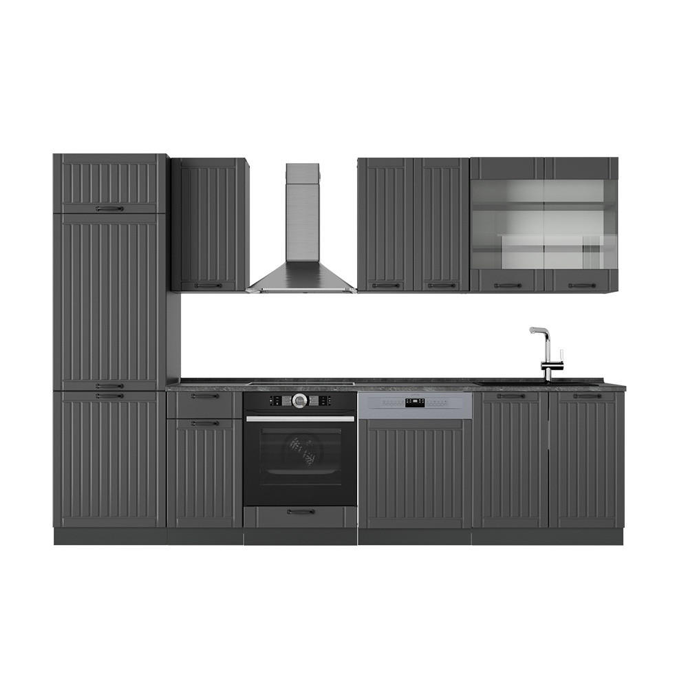 KUHINJA Fame-Line Temno siva 300 cm , DP Antracit - temno siva/antracit, leseni material (300/81.6/60cm) - Vicco