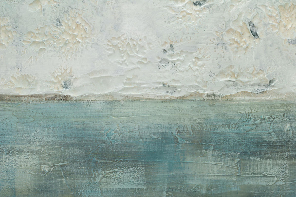 ÖLGEMÄLDE 100/75 cm - Petrol/Weiß, Holz/Textil (1.9/75cm) - KUNSTLOFT