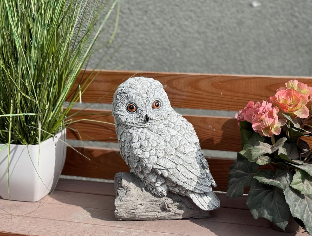 STEINFIGUR Schneeeule Uhu, frostfest, massiv - Grau, Stein (17/24/15cm) - stoneandstyle