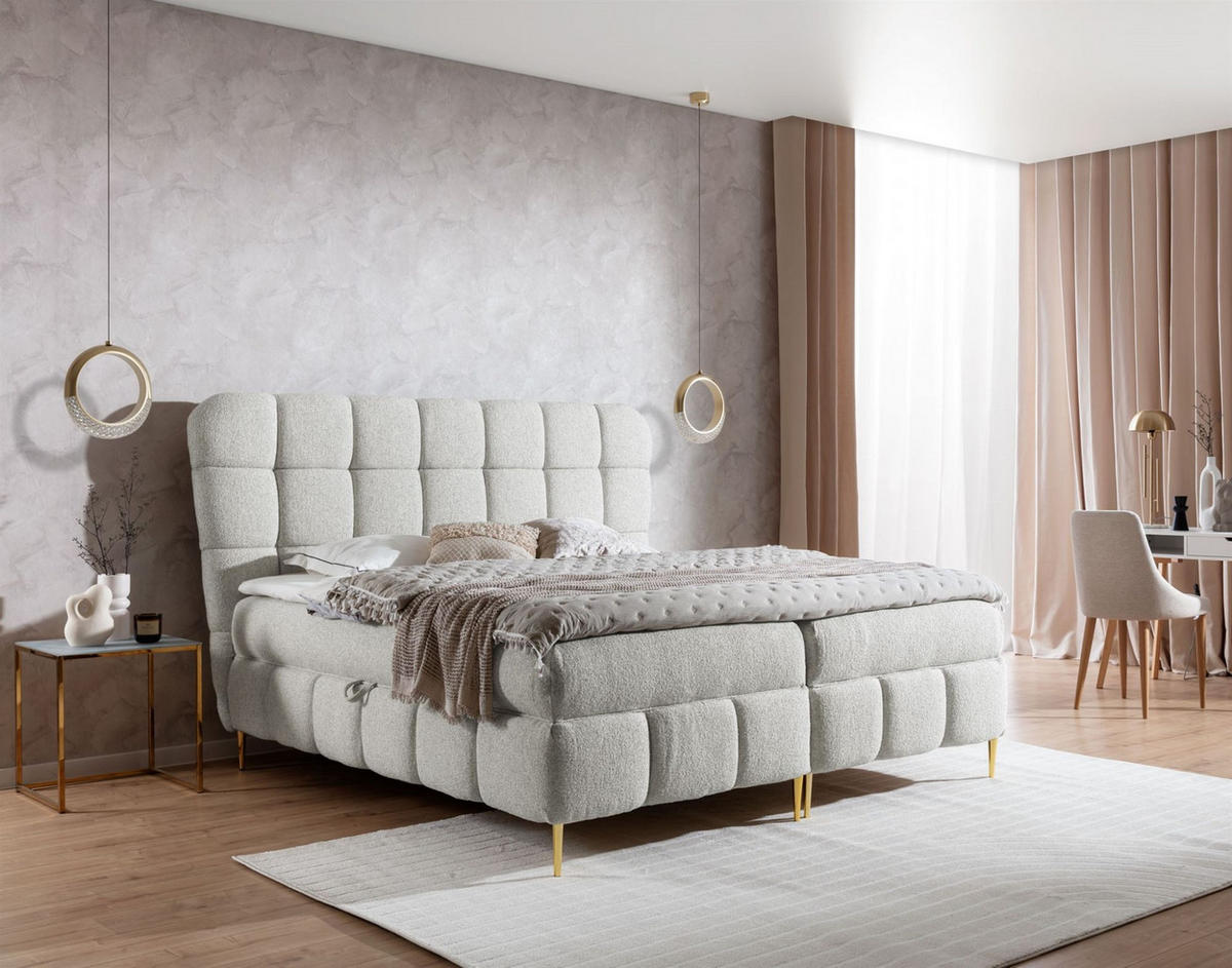 BOXBETT Grazia In Corbett - Creme, Holzwerkstoff/Textil (180/200cm) - Fun Möbel