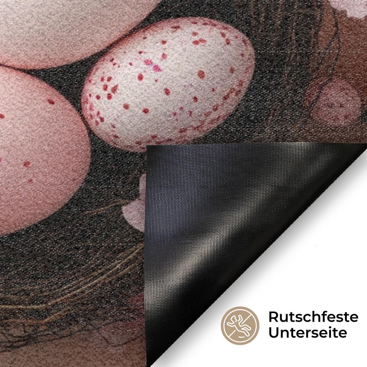 FUSSMATTE Rosa - Blüten - Eier 60x40 cm - Hellrosa, Kunststoff (40/60cm) - MuchoWow