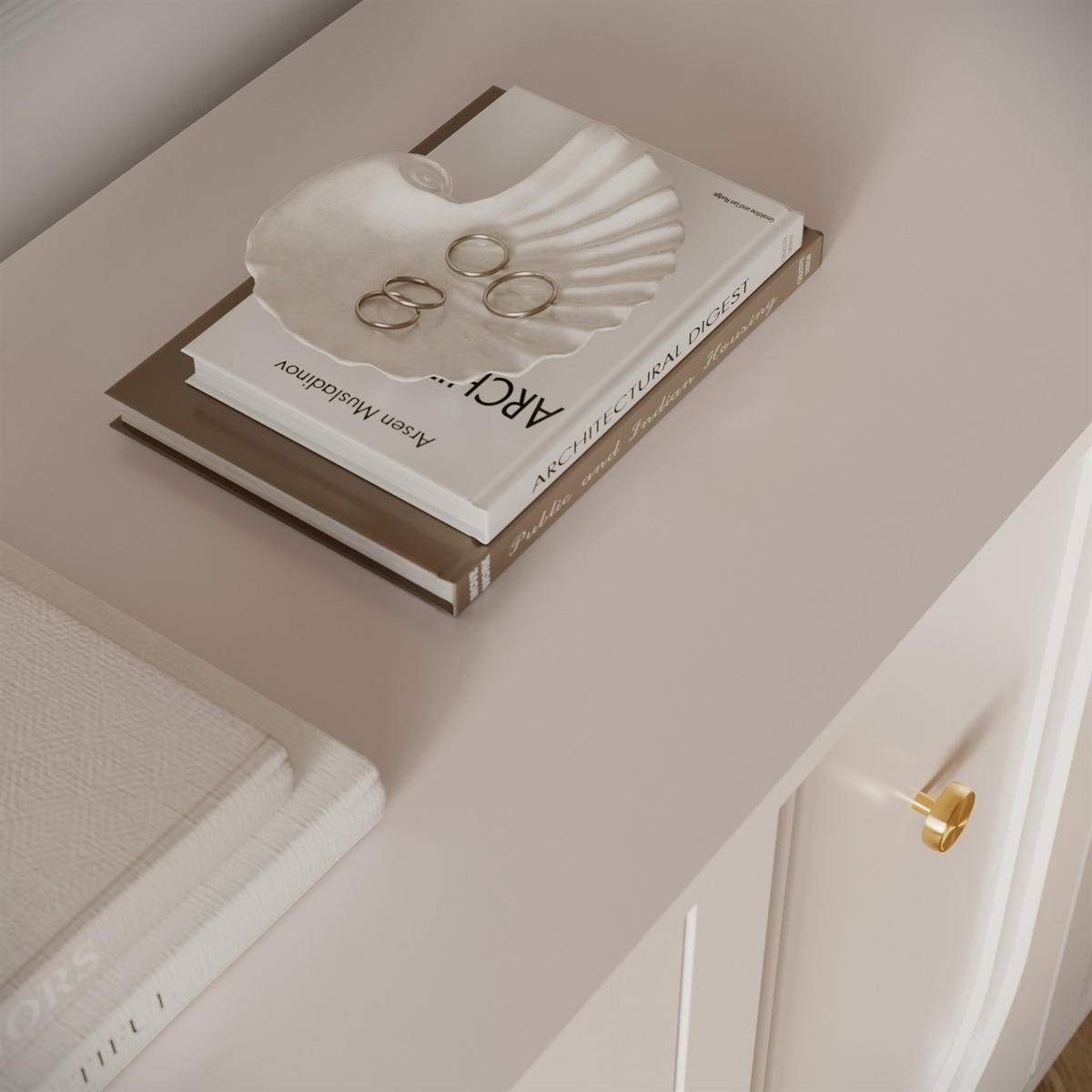 Kommode LIBERTY 4D auf Holzbeinen kaschmirfarben - Kaschmir, Holzwerkstoff (154/82/39cm) - Lookway