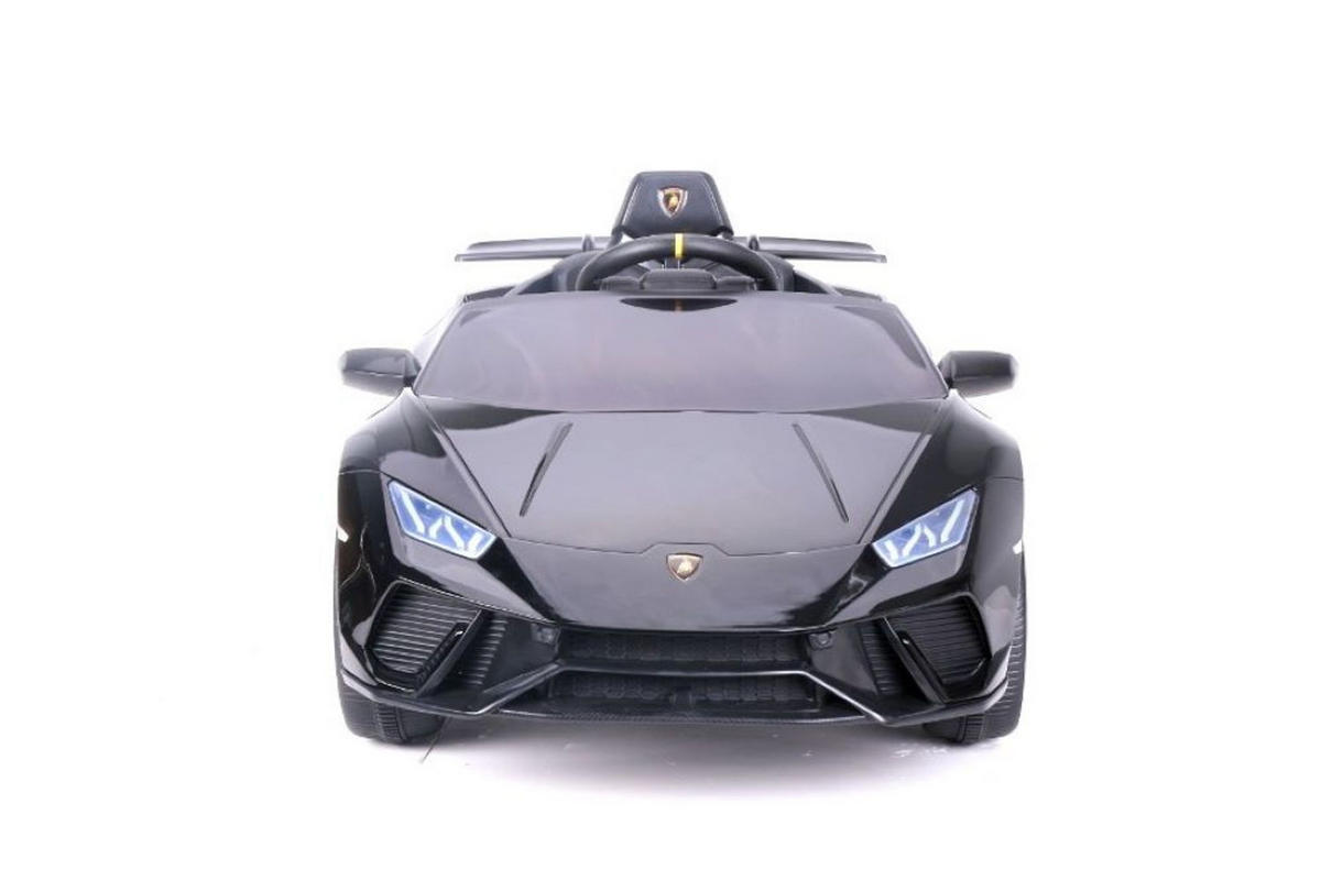 KINDER ELEKTROAUTO Lamborghini Huracan schwarz EVA-Reifen, Kunstledersitz, lizenziert, Fernbedienung, Bluetooth - Schwarz, Kunststoff (117/64/47cm) - Es-Toys