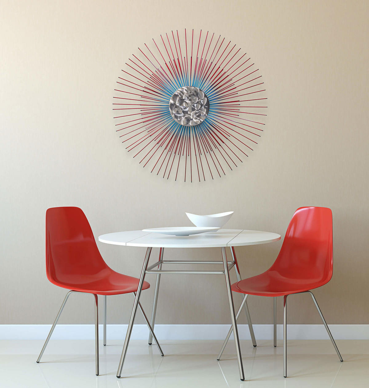 WANDDEKO Rot 80/80 cm - Rot, Metall (2.5/80/6cm) - KUNSTLOFT