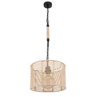 HÄNGELEUCHTE Gitterstabe Schwarz Natur Braun - Schwarz, Metall (31/31/120cm) - Globo Lighting