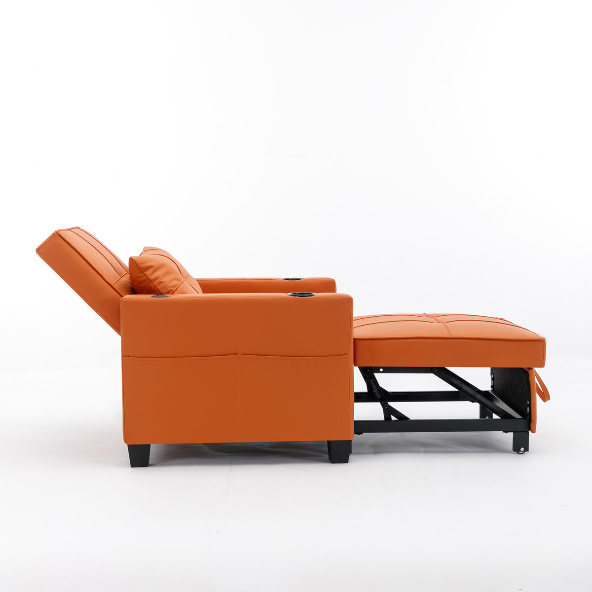 RELAXSESSEL 87/74/84 cm Orange mit Getränkehaltern und USB Anschluss - Orange, Textil (74/84/87cm) - Oxeza