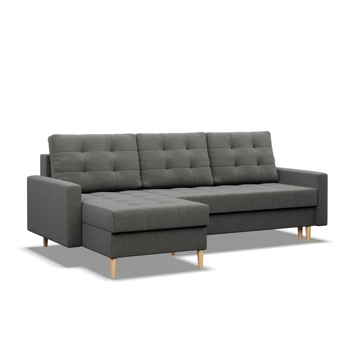 ECKSOFA MIT SCHLAFFUNKTION ELMA, Dunkelgrau - Dunkelgrau, Textil (223/140cm)