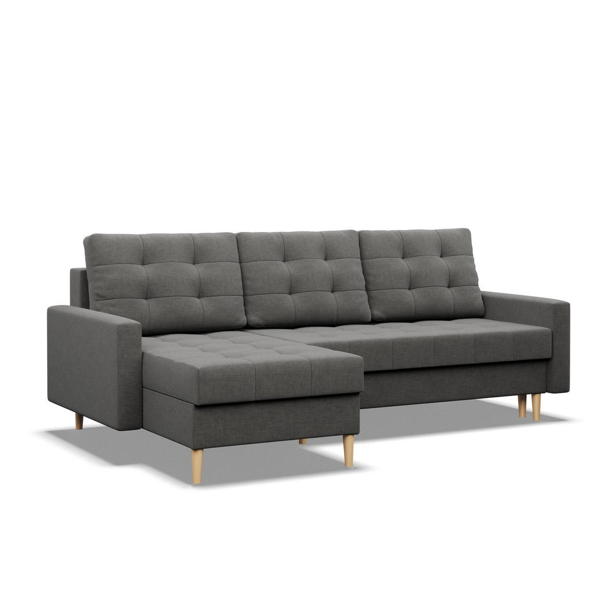 ECKSOFA MIT SCHLAFFUNKTION ELMA, Dunkelgrau - Dunkelgrau, Textil (223/140cm)