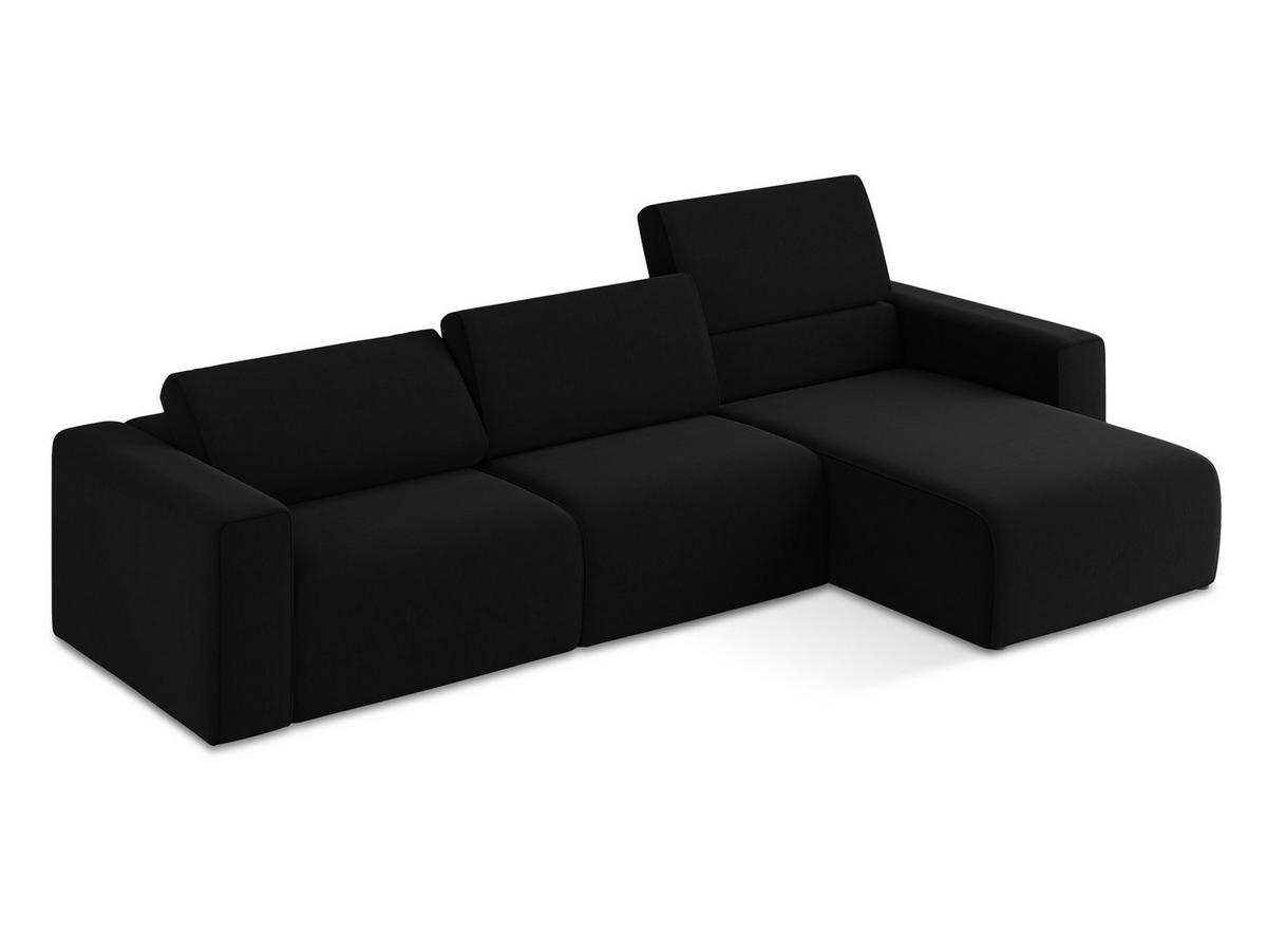 ECKSOFA Rechts Samt Stoff Schwarz - Schwarz/Grau, Kunststoff/Textil (314/167cm) - Makamii