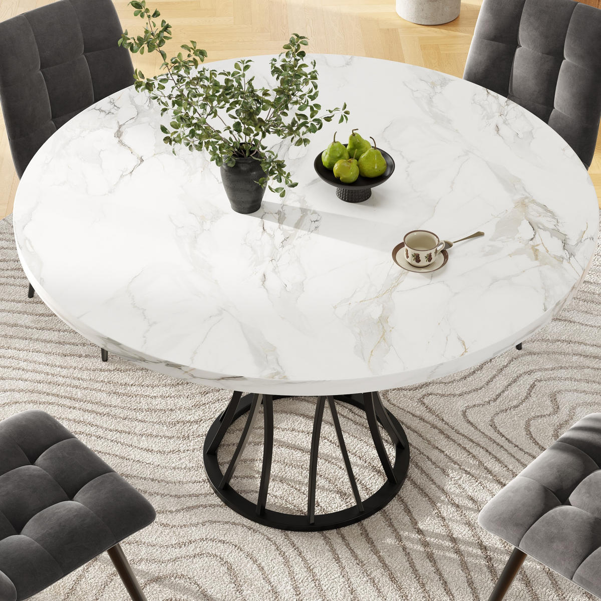ESSTISCH 80/80/76 cm Schwarz aus MDF und Metall mit verstellbaren Füßen - Schwarz, Holzwerkstoff (80/80/76cm) - OKMYHOME