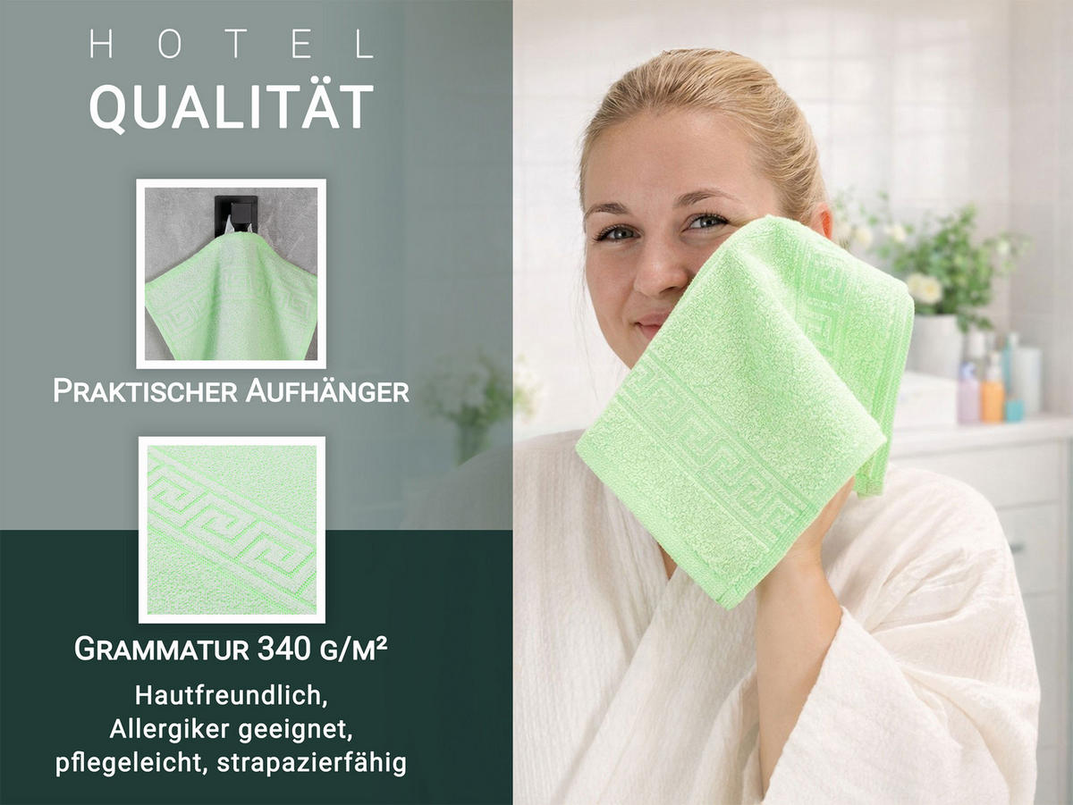 SEIFTÜCHER, 10er-Set, 30x30 cm, 70% Baumwolle, 30% Polyester - Grün, Textil (30/30cm) - Zollner