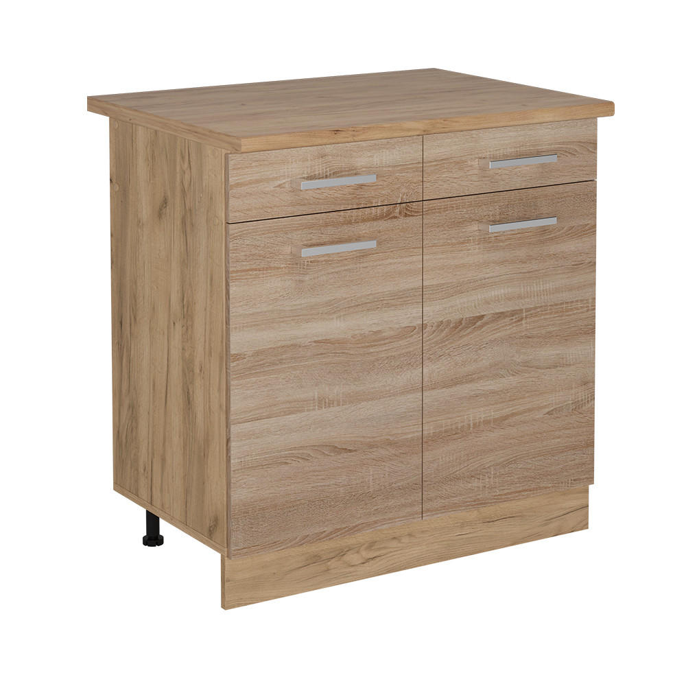 KÜCHENUNTERSCHRANK R-Line Sonoma 80 cm , AP Eiche - Honigeiche/Eiche Wotan, Holzwerkstoff (80/81.6/60cm) - Vicco