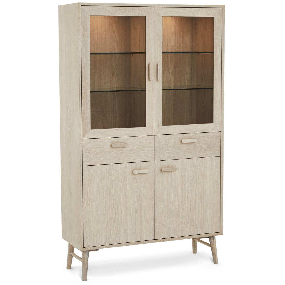 VITRINE Eiche massiv - Eichefarben, Holz/Holzwerkstoff (110/187/40cm) - Furnhouse