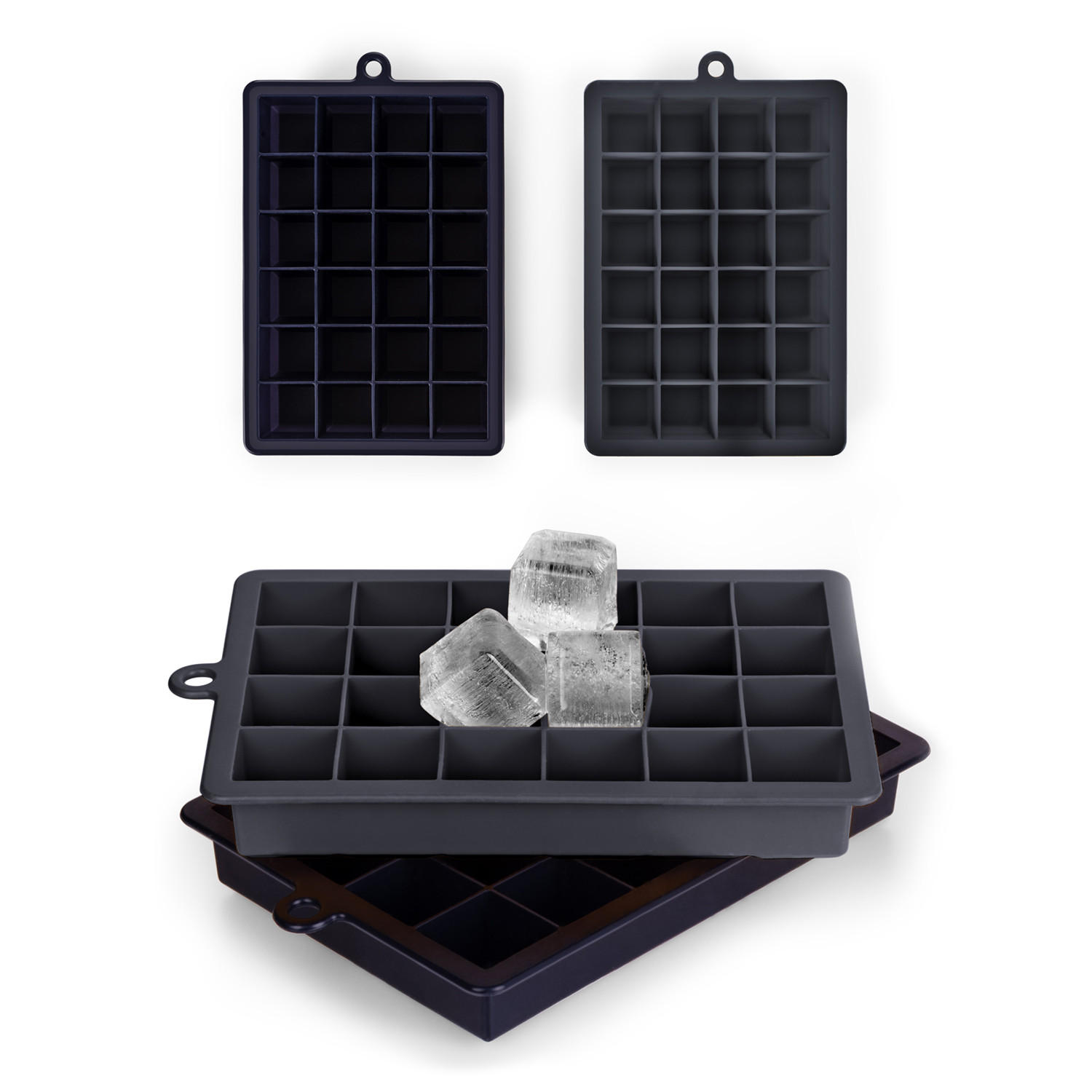 EISWÜRFELFORM Silikon, BPA-Frei, 2x24, Schwarz - Schwarz, Kunststoff (16.5/2.6/11cm) - Blumtal