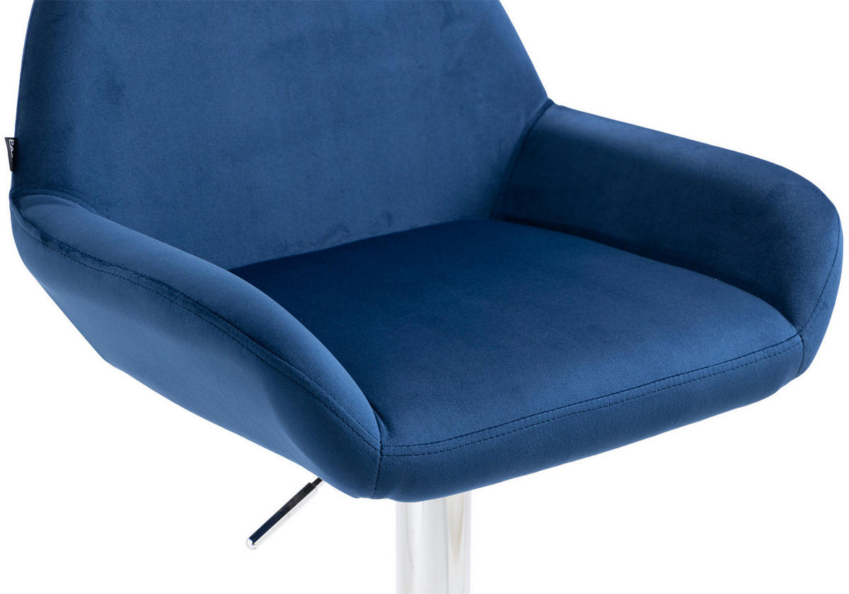 BARHOCKER 2er Set Samt blau - Chromfarben/Blau, Textil/Metall (51/89/52cm) - CLP