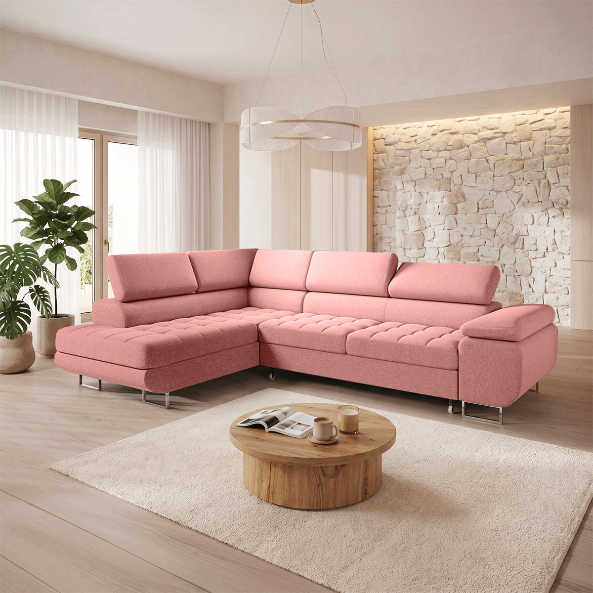 ECKSOFA Eden 4 Sitzplätze Korallenrosa - Rosa, Textil (271/201cm) - Petits-meubles