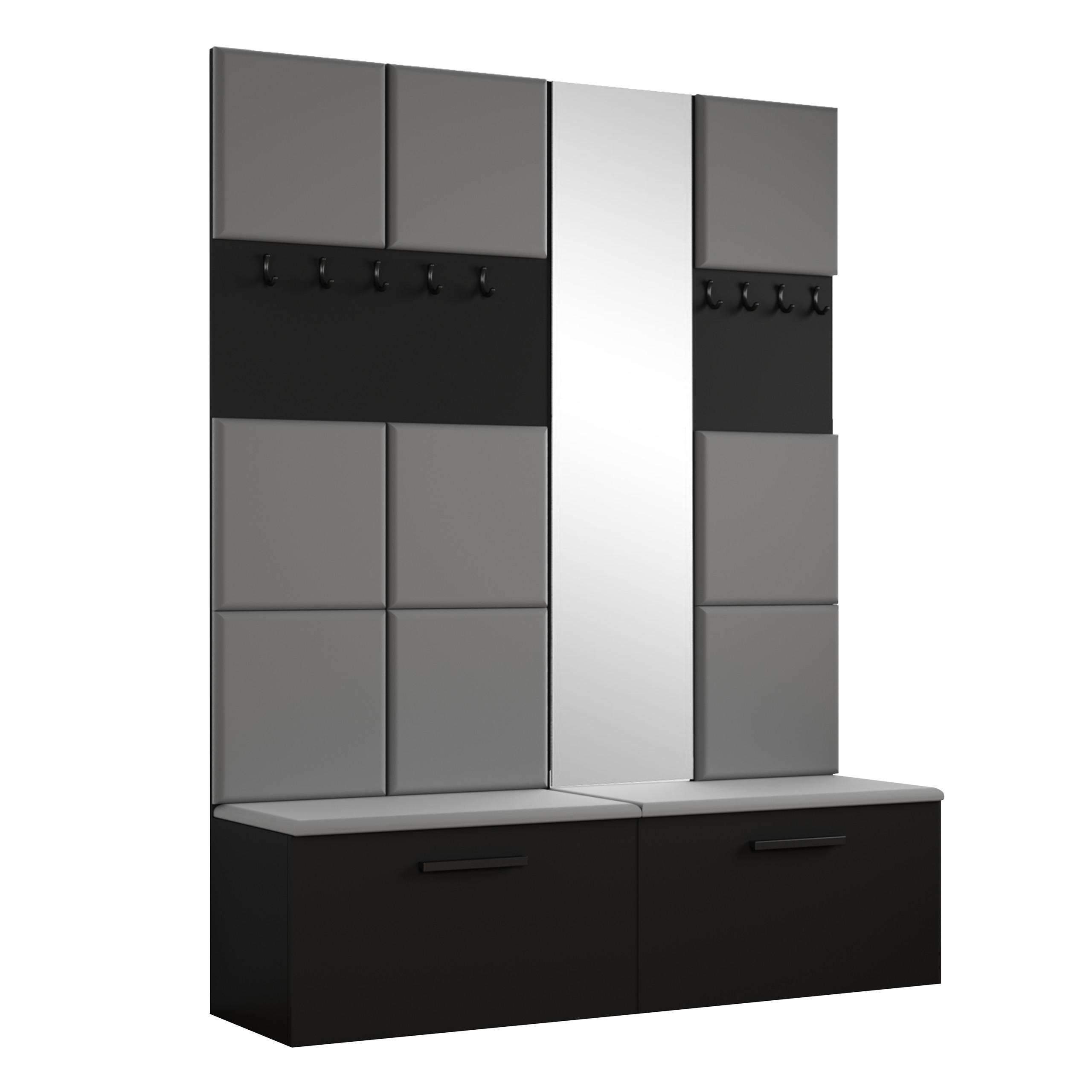 Masseno Garderobenschrank Schwarz 161.2x204x40 cm