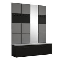 GARDEROBENSCHRANK MODULO 161,2/204/40 cm Modern Garderobe-Set Schwarz - Schwarz/Grau, Holzwerkstoff (161.2/204/40cm) - MASSENO