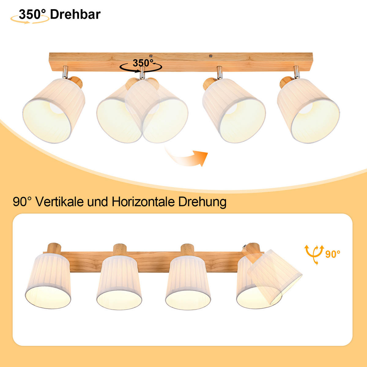 DECKENSTRAHLER Filderstadt II 71.5x66.5x19cm - Braun, Holz (71.5/66.5/19cm) - Nettlife