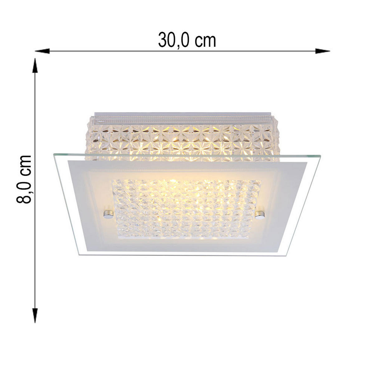 LED DECKENLEUCHTE HEIDIR Weiß Metall Glas - Weiß, Glas (30/30/8cm) - Globo Lighting