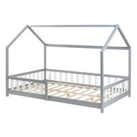 HAUSBETT Hesel - Weiß/Grau, Holz (140/200cm) - [en.casa]