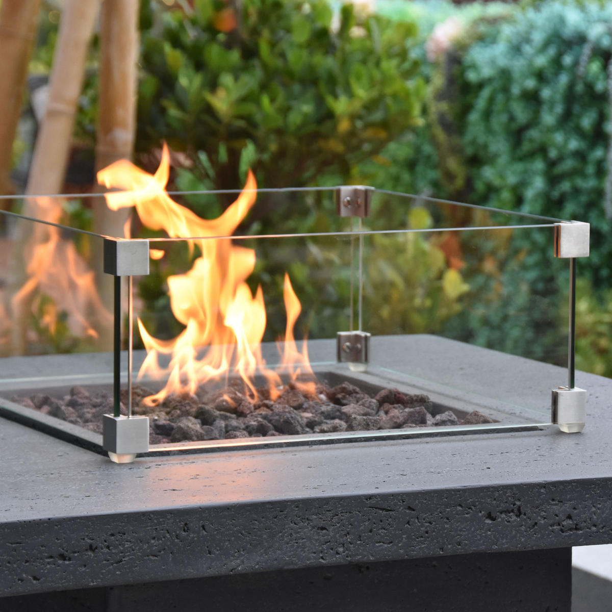 FEUERTISCH MONTREALl Bartische aus GF-Beton 56/56/106 cm - Dunkelgrau, Naturmaterialien (87/106/87cm) - Elementi