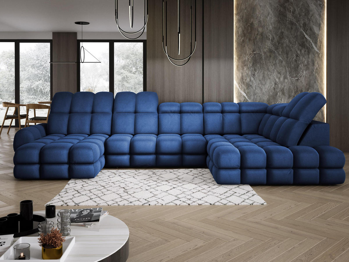 ECKSOFA TOLLO Solar-stoff U-form 400x217x105 cm blau - Blau, Holz/Textil (217/400cm) - DomoHome