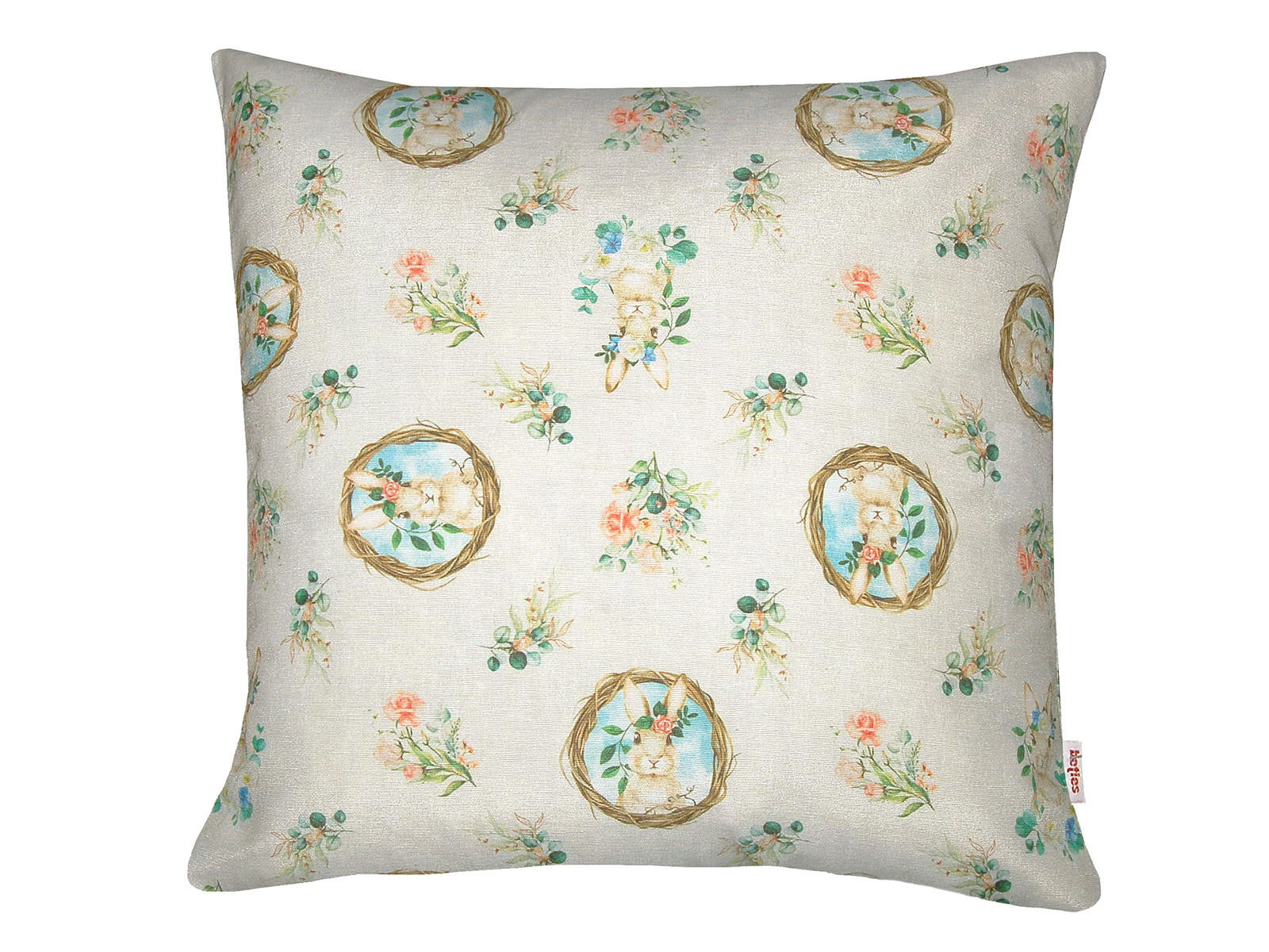 KISSENHÜLLE Hase Josefine romantisches Landhaus Design Kaninchen Alloverdruck 30/50 cm - Multicolor/Weiß, Textil (50/50cm) - beties Heimtextil