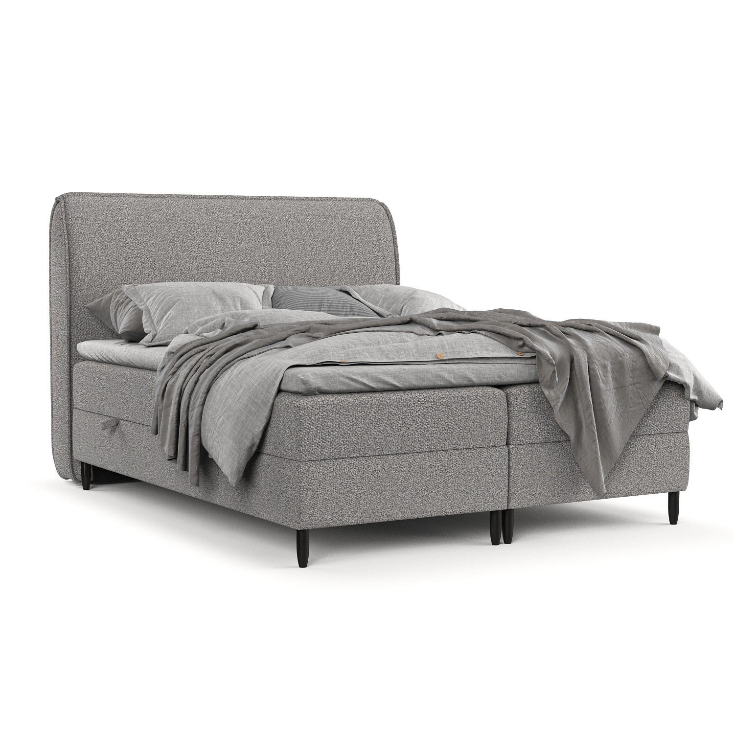 BOXBETT Lunaro 160/200 cm Grau im Bubble Stoff - Schwarz/Grau, Holz/Holzwerkstoff (160/200cm) - AltaBeds