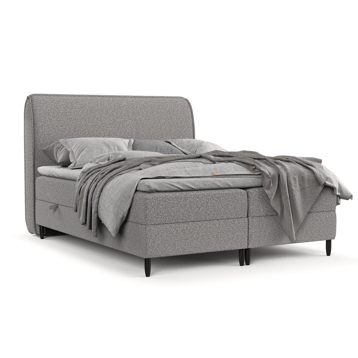 BOXBETT Lunaro 180/200 cm Grau im Bubble Stoff - Schwarz/Grau, Holz/Holzwerkstoff (180/200cm) - AltaBeds