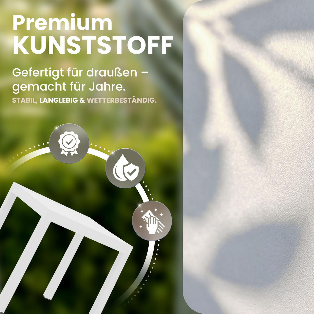 GARTENTISCH eckig 73/73/75 cm Kunststoff Weiß - Weiß, Kunststoff (73/73/75cm) - CLP