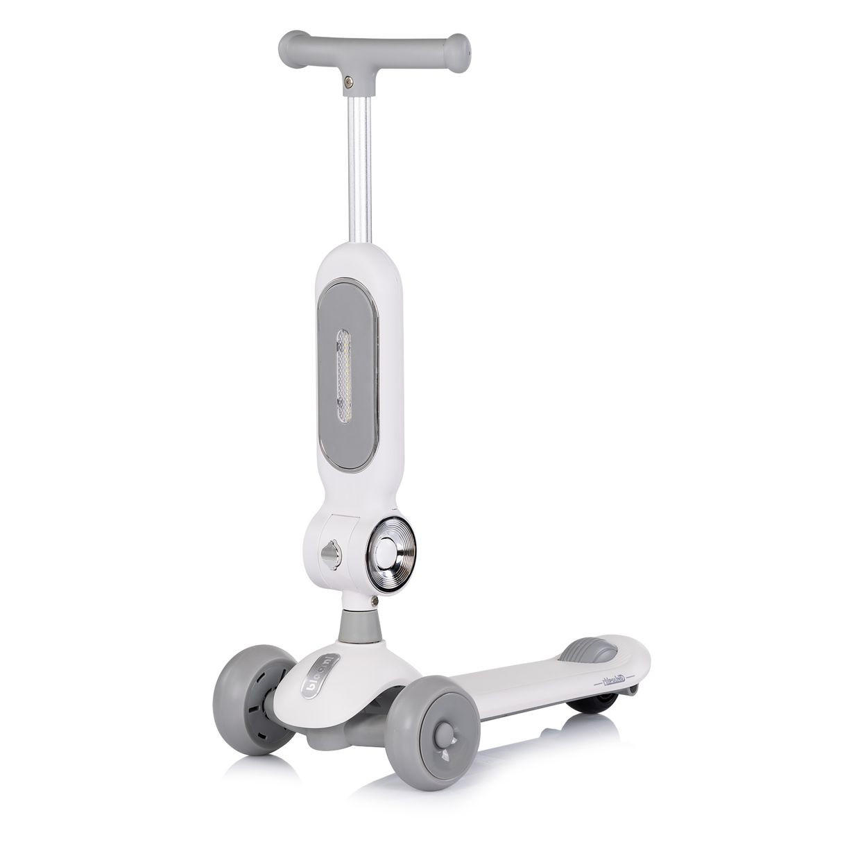 KINDERROLLER Bloomi 2 in 1 grau Laufrad Sitz PU-Räder Lichteffekte Bremse - Grau, Metall (46/28/77cm) - Chipolino
