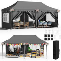 FALTPAVILLON 3x6 m Grau Wasserdicht mit 6 Seitenwänden, winterfest - Grau, Textil (300/310/600cm)