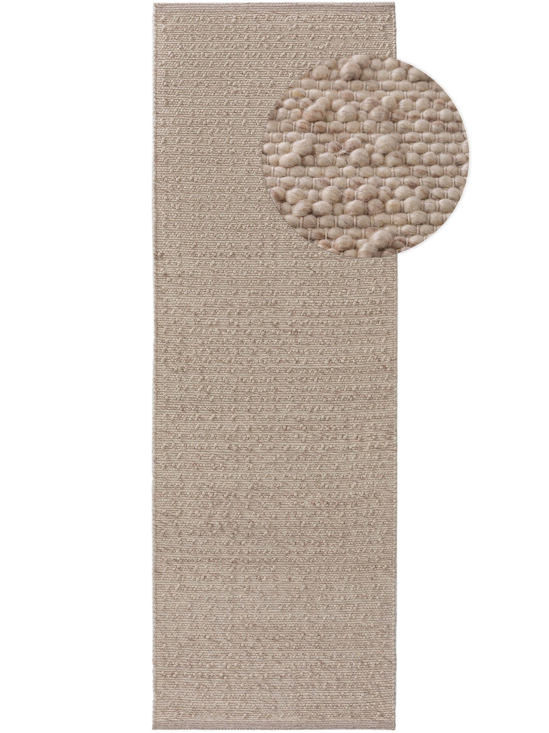 WOLLTEPPICH Lana Beige 80x250 cm - Beige, Textil (80/250cm) - benuta Pure