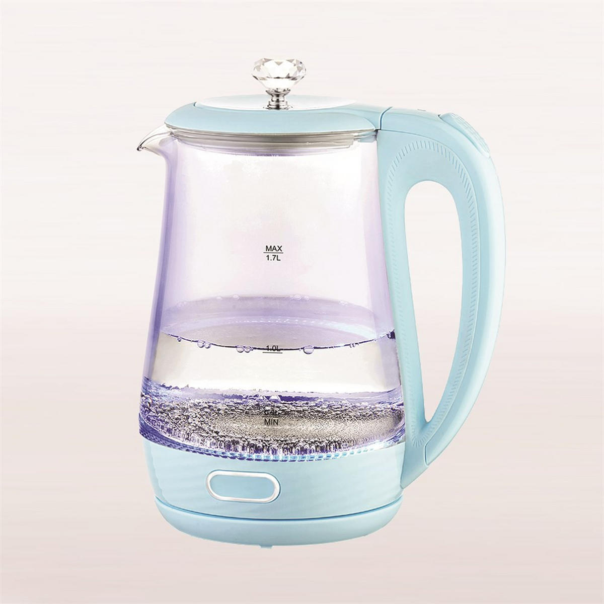 WASSERKOCHER ELEKTRISCH Hellblau 19.5/14/24 cm MR052BLUE - Hellblau, Glas (14/24/19.5cm) - Maestro 