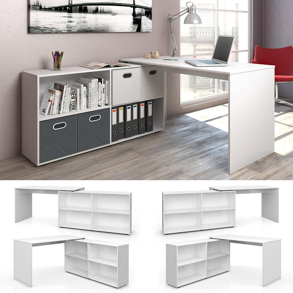 ECKSCHREIBTISCH FlexPlus Weiß 137 x 60 cm - Weiß, Holzwerkstoff (60/137/75.4cm) - Vicco