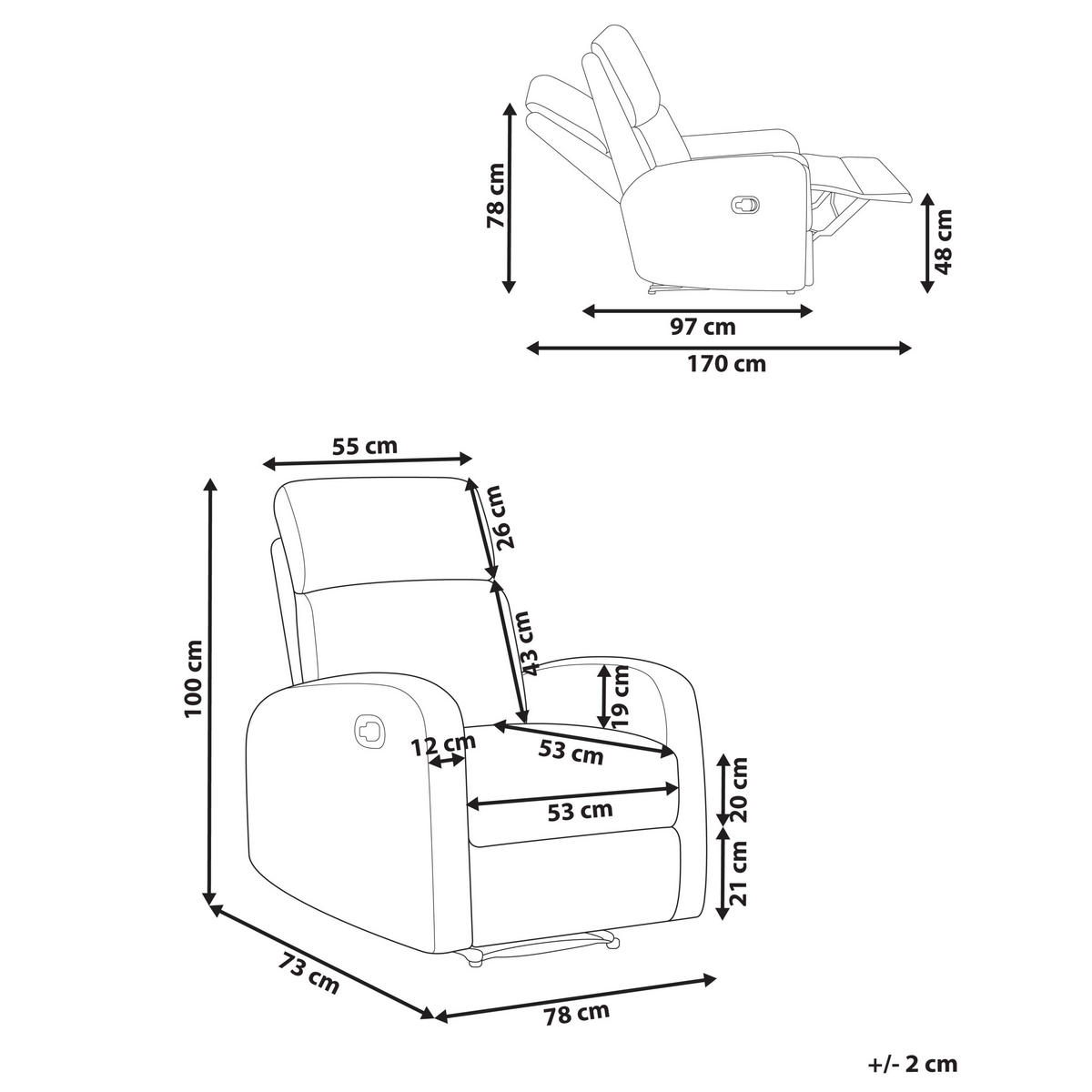 FERNSEHSESSEL Samtstoff Hellbraun Verdal - Hellbraun/Braun, Textil (78/100/73cm) - Beliani